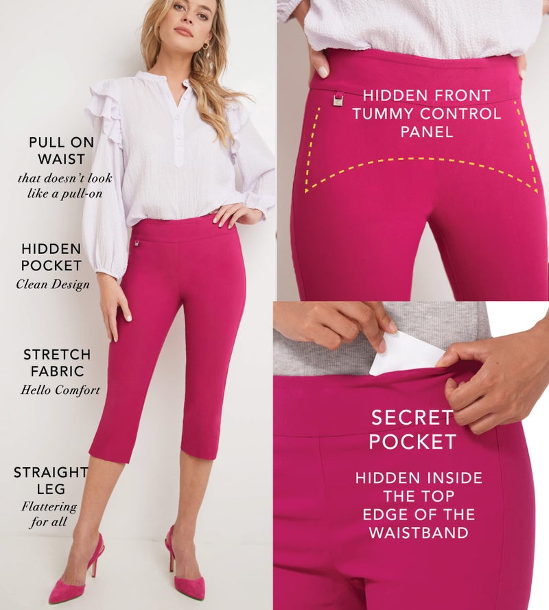 Rekucci Women's Straight Leg Comfort Capri w/Tummy Control and Secret Pocket (12, White) - Image 5